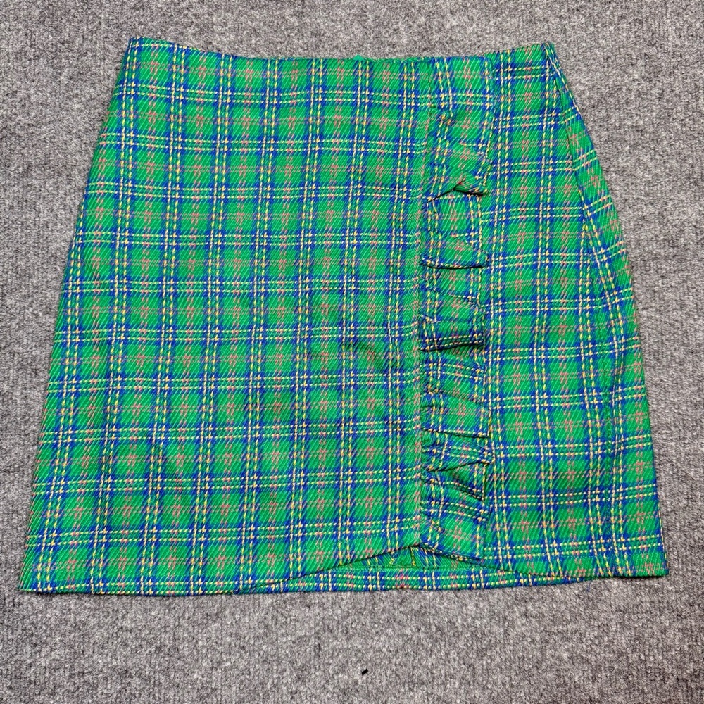 Topshop Blue and Green Plaid Mini Skirt